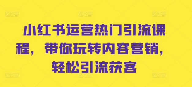 小红书运营热门引流课程，带你玩转内容营销，轻松引流获客-火山资源库