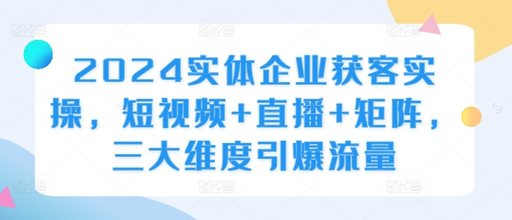 2024实体企业获客实操，短视频+直播+矩阵，三大维度引爆流量-火山资源库