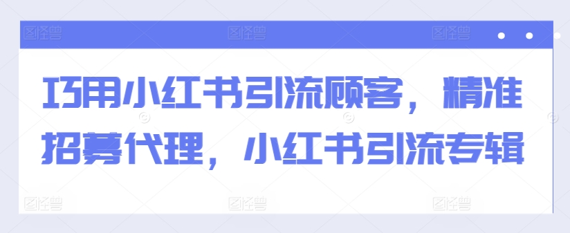 巧用小红书引流顾客，精准招募代理，小红书引流专辑-火山资源库