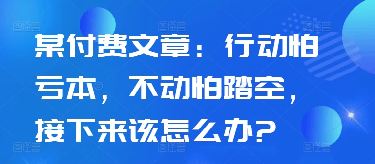 某付费文章：行动怕亏本，不动怕踏空，接下来该怎么办?-火山资源库