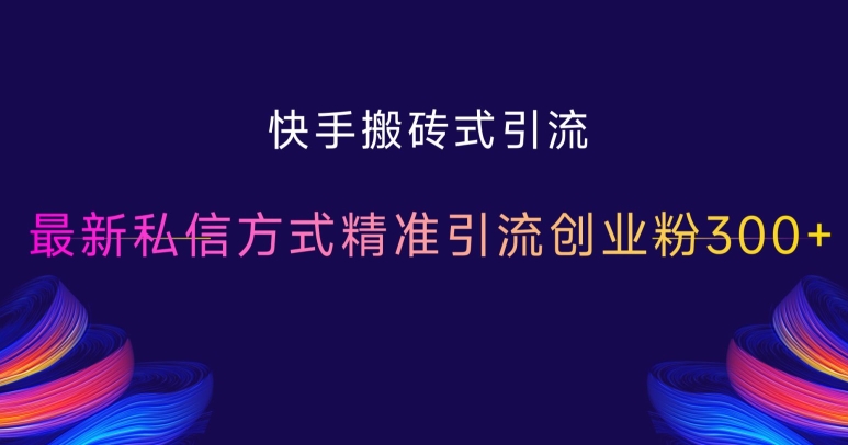 快手搬砖式引流，最新私信方式精准引流创业粉300+-火山资源库