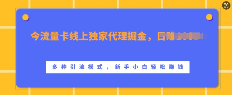 流量卡线上独家代理掘金，日入1k+ ，多种引流模式，新手小白轻松上手【揭秘】-火山资源库