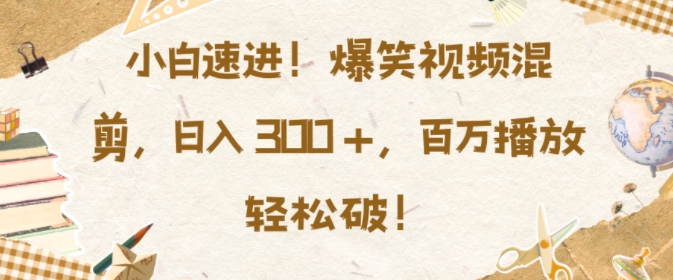 小白速进，爆笑视频混剪，日入3张，百万播放轻松破【揭秘】-火山资源库