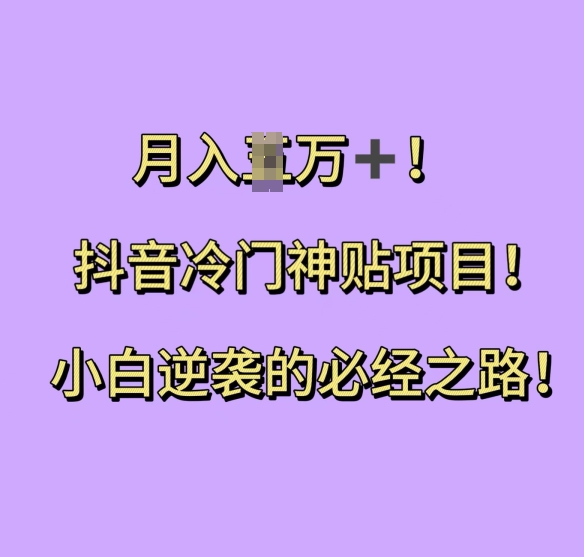 抖音冷门神贴项目，小白逆袭的必经之路，月入过W【揭秘】-火山资源库