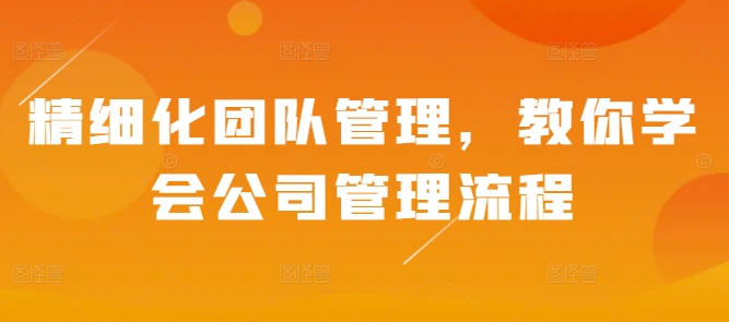 精细化团队管理，教你学会公司管理流程-火山资源库