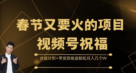 春节又要火的项目视频号祝福，分成计划+带货双收益，轻松月入几个W【揭秘】-火山资源库