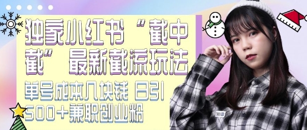 最新小红书截流玩法 独家截中截 单号成本几块钱 日引500+CY粉JZ粉-火山资源库