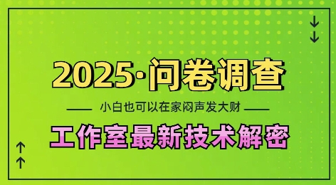 2025问卷调查最新工作室技术解密：一个人在家也可以闷声发大财，小白一天2张，可矩阵放大【揭秘】-火山资源库