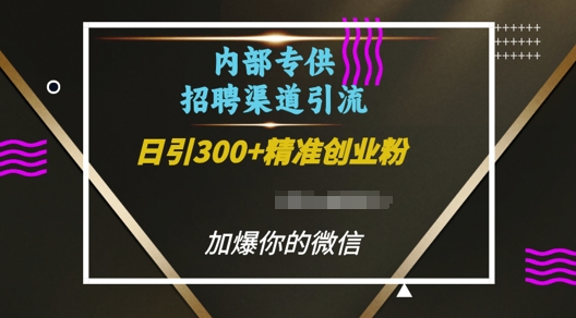 内部招聘渠道日引流300+创业粉，加爆你的微信【揭秘】-火山资源库