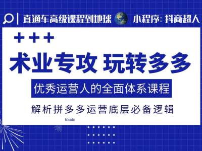 术业专攻玩转多多，优秀运营人的全面体系课程，解析拼多多运营底层必备逻辑-火山资源库